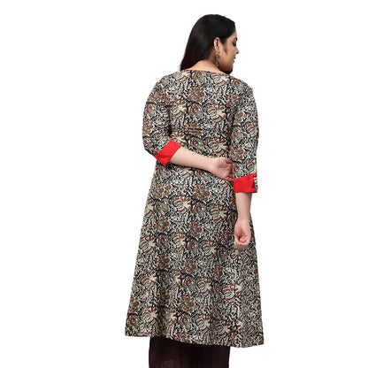 festive party floral print women kurti multicolor