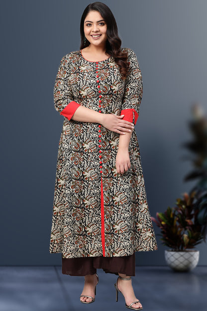 festive party floral print women kurti multicolor