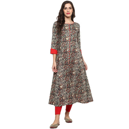 festive party floral print women kurti multicolor