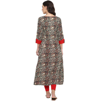 festive party floral print women kurti multicolor