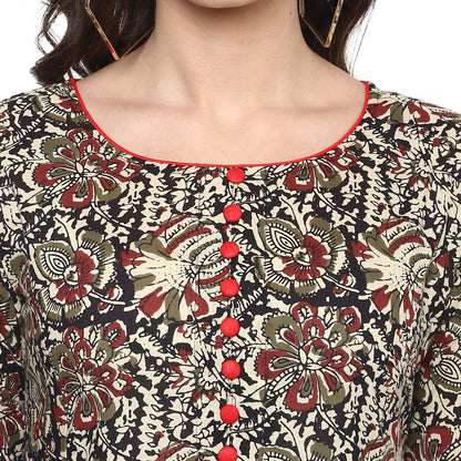 festive party floral print women kurti multicolor