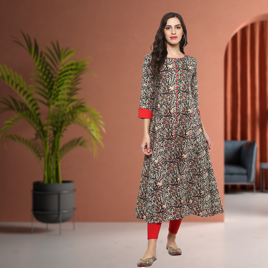 festive party floral print women kurti multicolor