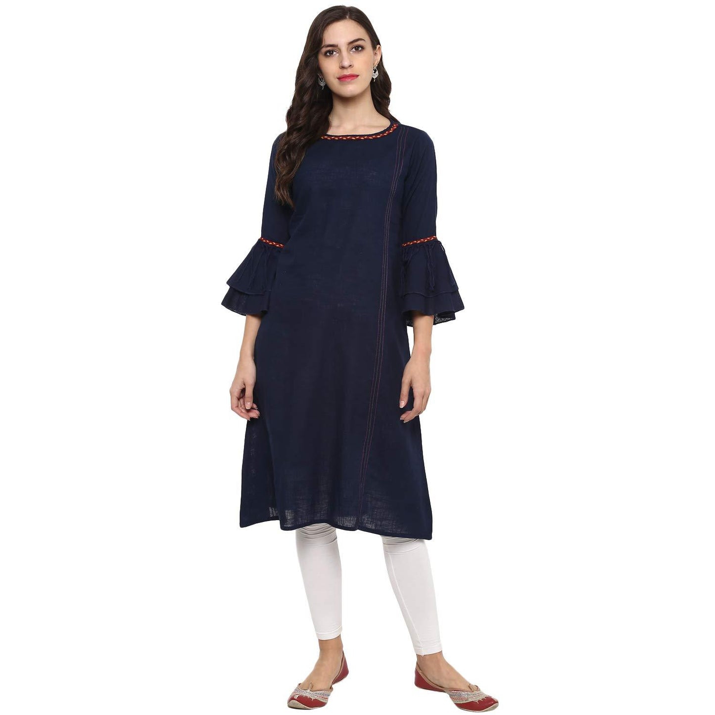 casual solid women kurti dark blue