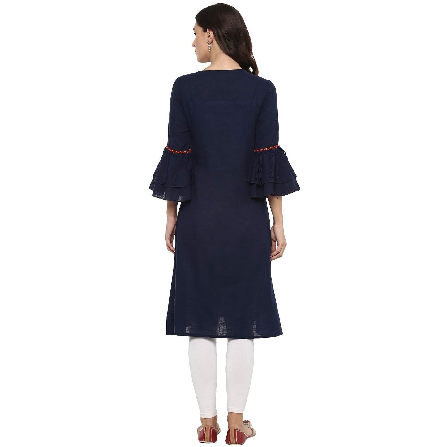 casual solid women kurti dark blue