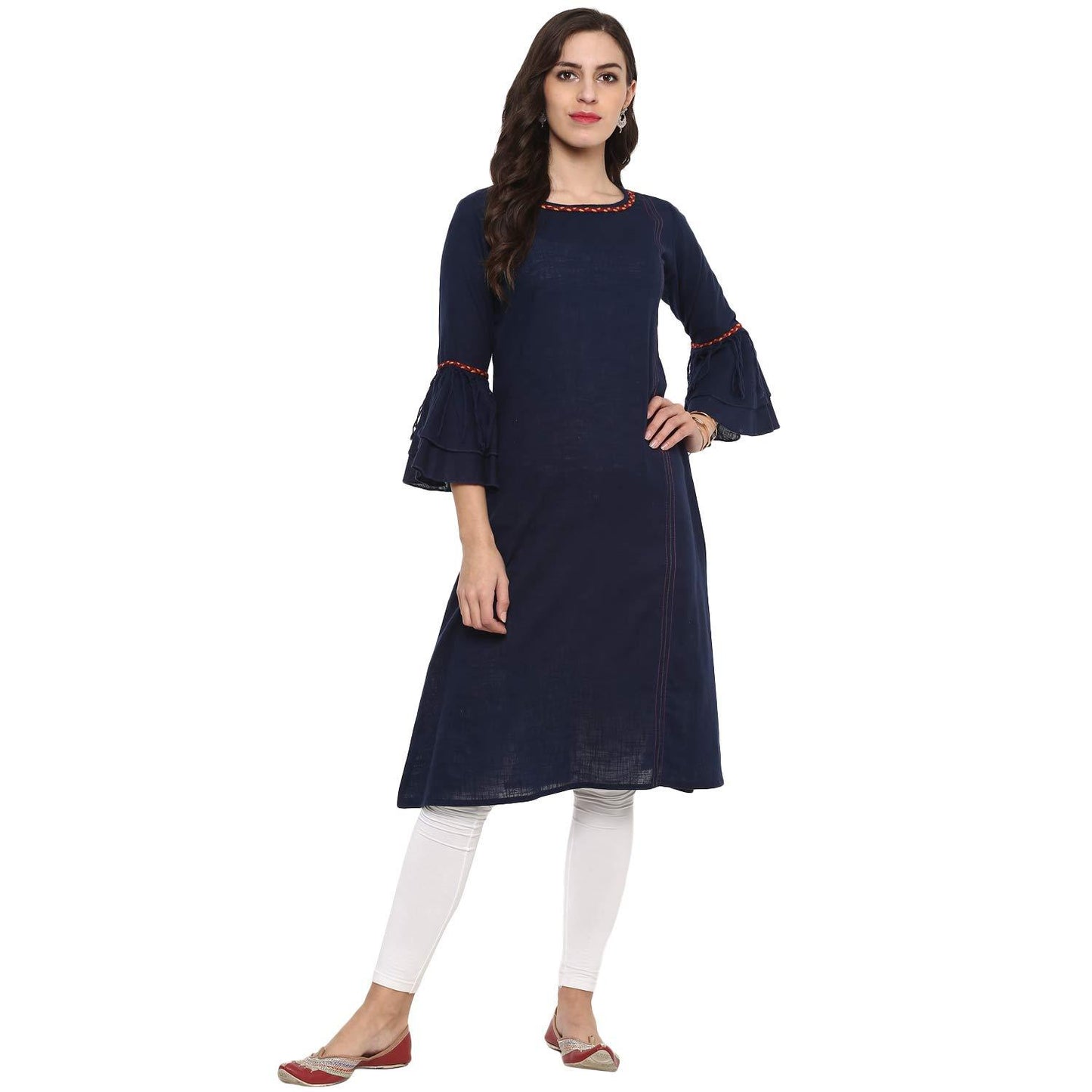 casual solid women kurti dark blue