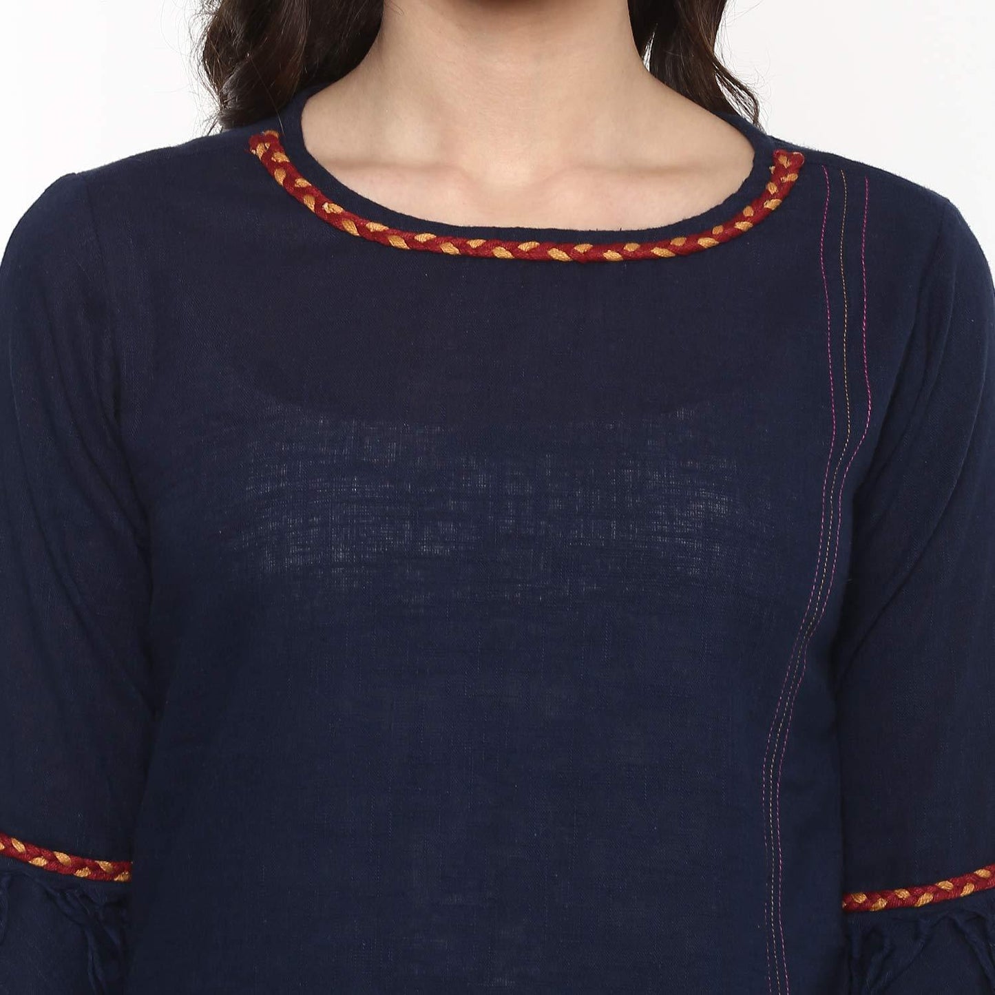 casual solid women kurti dark blue