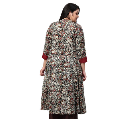 women floral print a line kurta multicolor