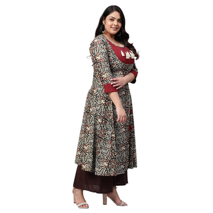 women floral print a line kurta multicolor