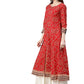 women bandhni print flared kurta red