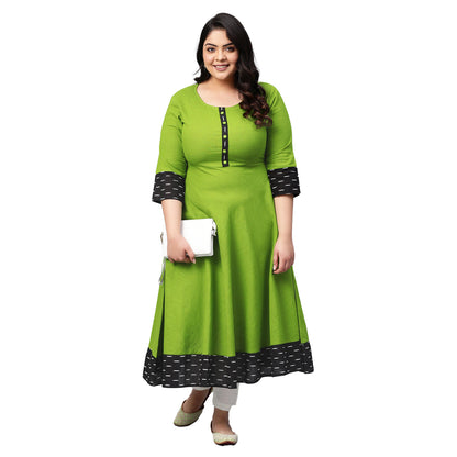 women printed anarkali kurta green