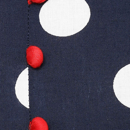 women polka print flared kurta dark blue