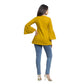 Casual Bell Sleeve Solid  Yellow Top