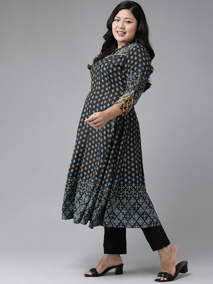 women plus size rayon floral printed anarkali kurta