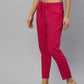 women solid cotton slub straight trouser pant