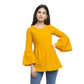 casual 3 4 sleeve solid women yellow top