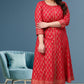 Printed Anarkali Kurta (Red)
