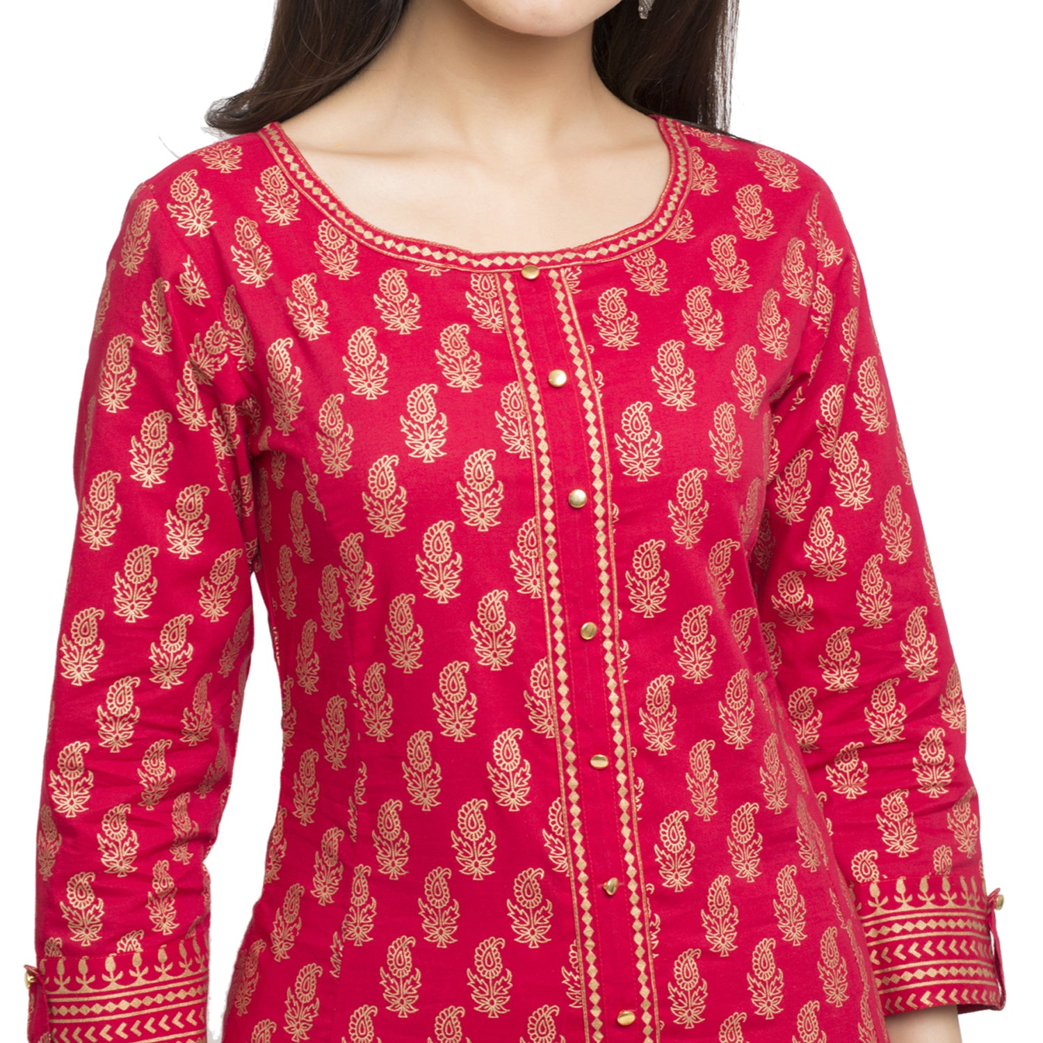  Printed Anarkali Kurta (Red)
