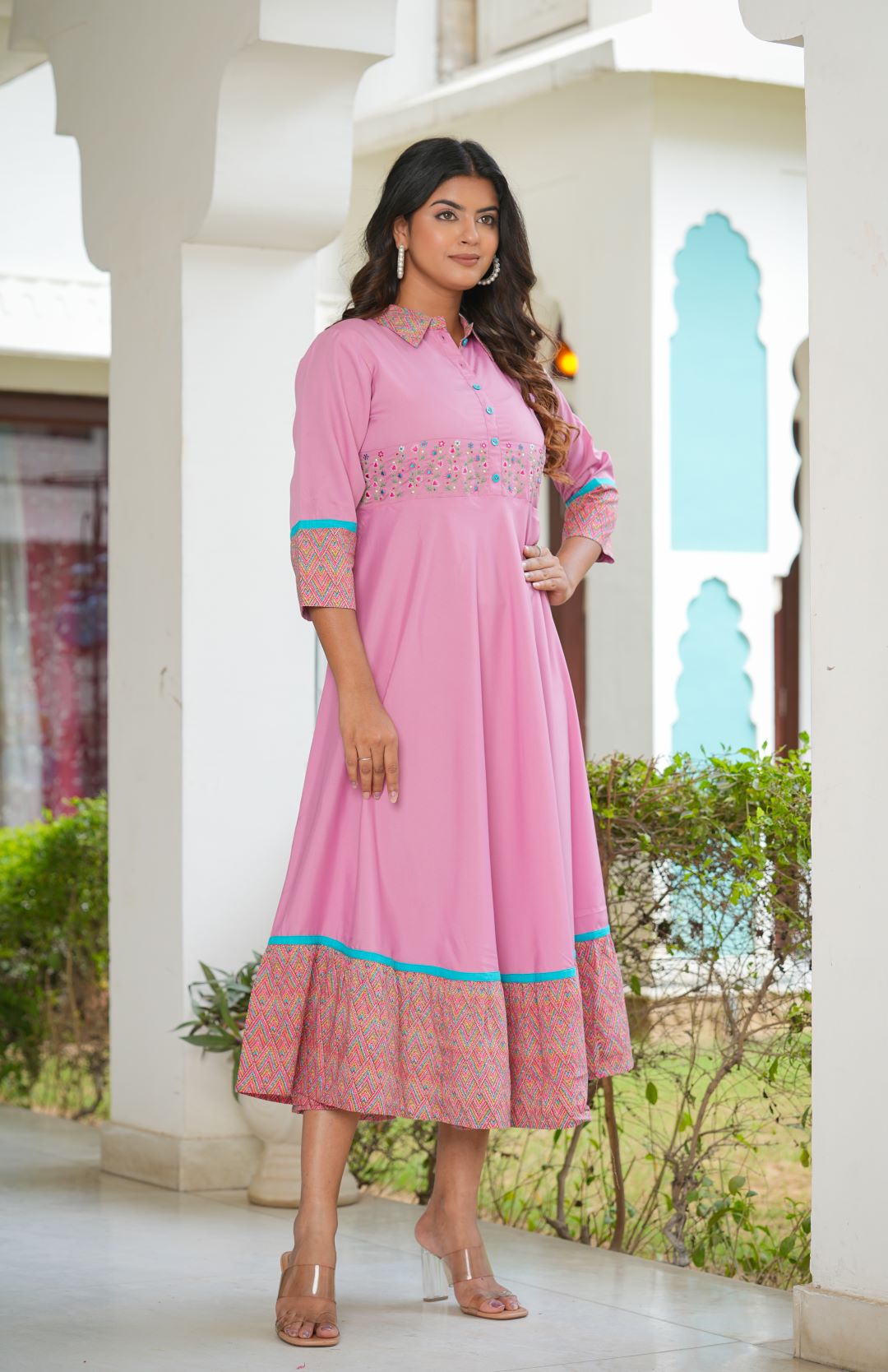 Pink anarkali outlet kurta