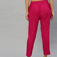 women solid cotton slub straight trouser pant