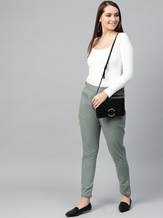  Cotton Slub Solid Regular Fit Casual Trouser Pants (GREY)