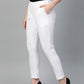  Cotton Slub Solid Regular Fit Casual Trouser Pants (WHITE)