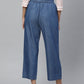  Denim Mid-Rise Culottes with Waist Tie-Up