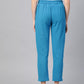  Cotton Slub Solid Regular Fit Casual Trouser Pants (BLUE)