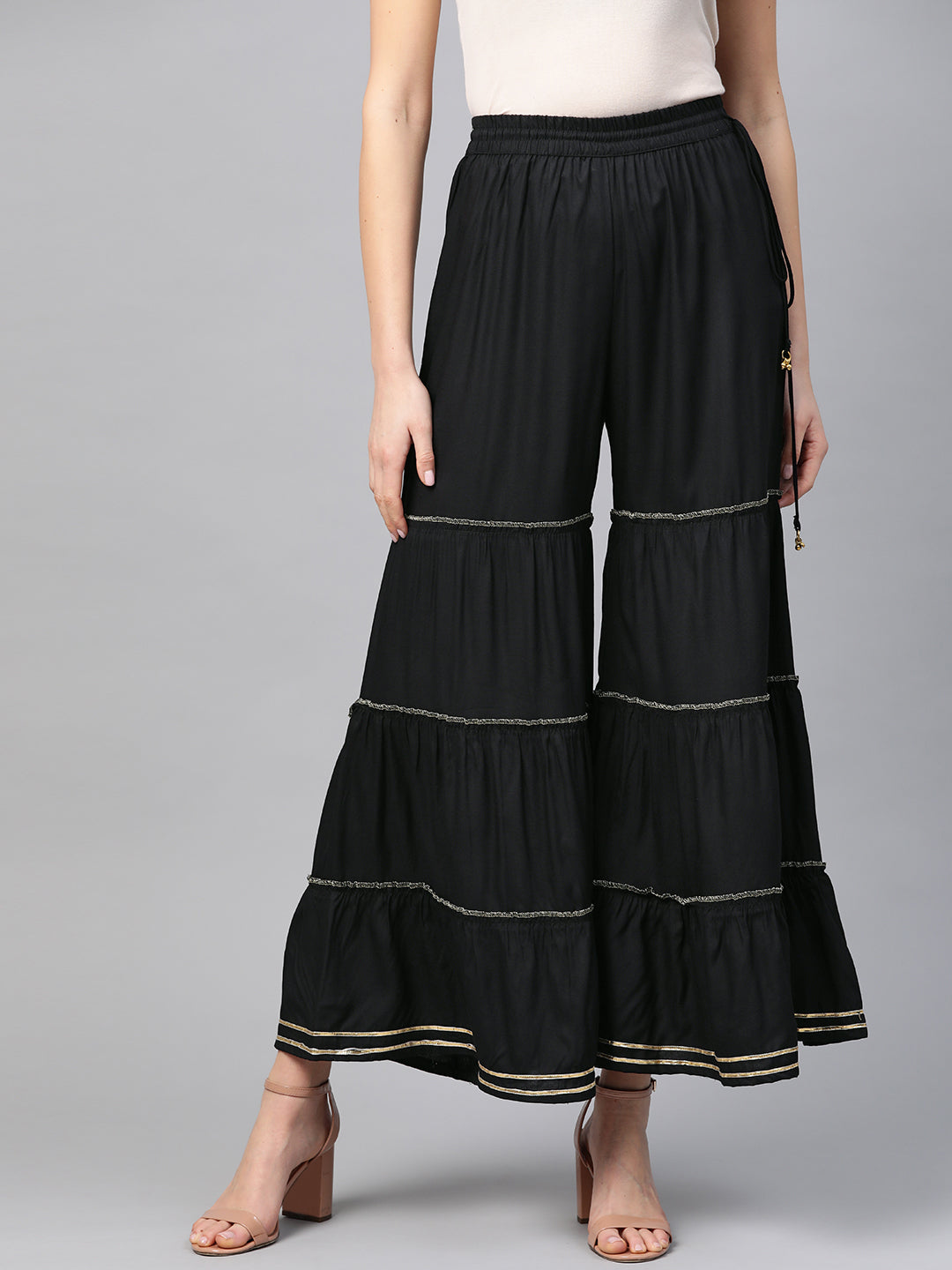 women rayon sharara black