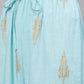  Cotton Slub Gold Printed Straight Kurta & Palazzo Set (Ice Blue)