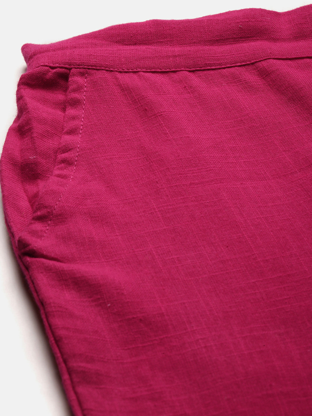 women solid cotton slub straight trouser pant