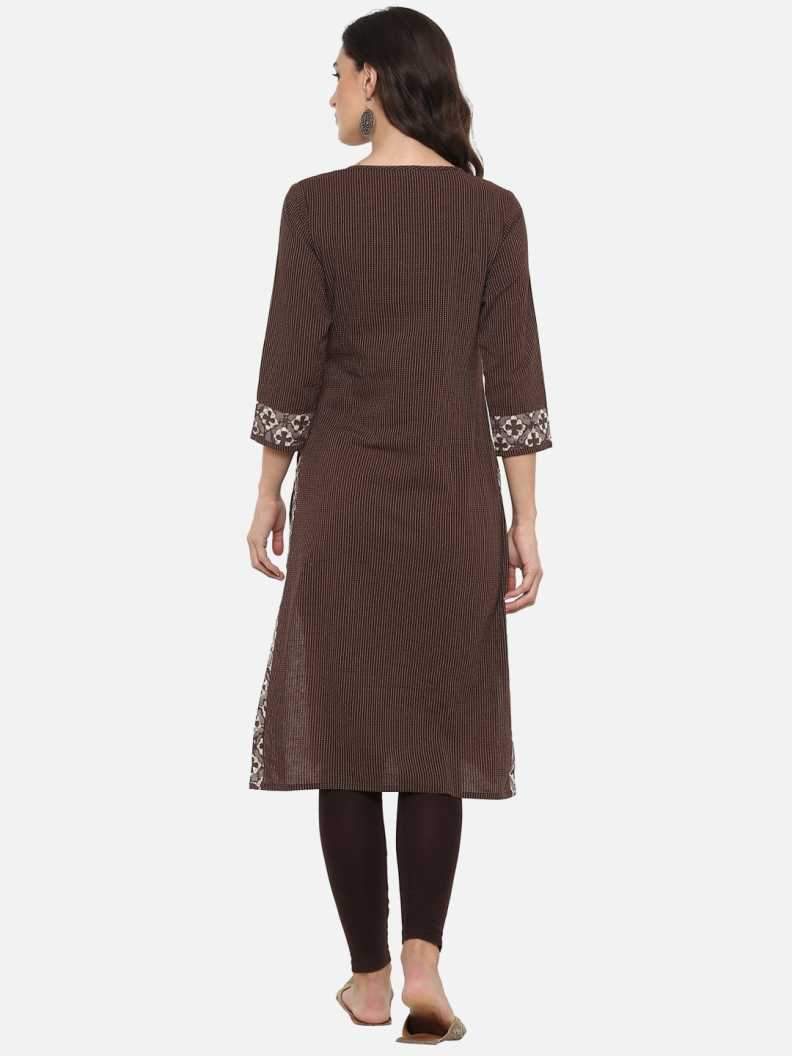 casual printed women kurti brown