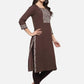 casual printed women kurti brown