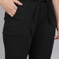 Yash Gallery Women's Lycra Regular Fit Casual Trouser Pants (Black)