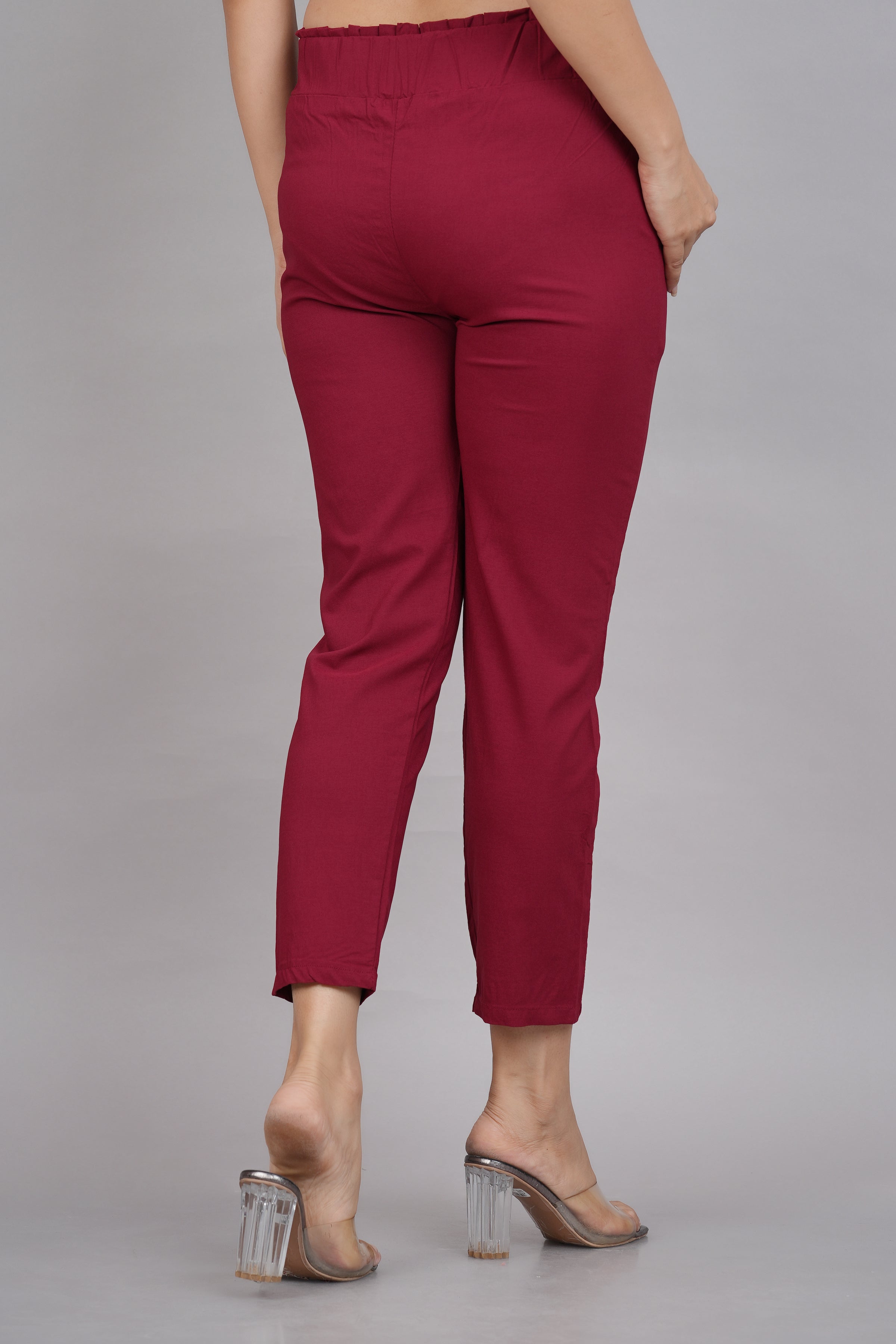 Elegant Maroon Lycra Solid Trousers For Women, गर्ल्स ट्राउज़र - Your Brand  Central, Hyderabad | ID: 2853121250933