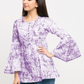 Yash Gallery Women's Cotton Tie and Dye Straight Top (Purple)