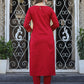 maroon embroidered cotton kurta pant set