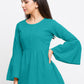 Casual Bell Sleeve Solid  Top (Blue)